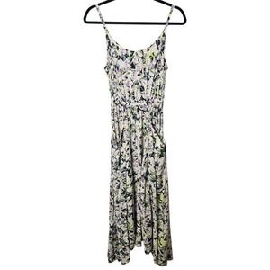 Cabi‎ Floral Print Maxi Dress Sleeveless Casual Pockets Sharkbite Hem Flowy XS